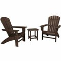 Polywood Nautical Mahogany Patio Set with Curveback Adirondack Chairs and South Beach Table 633PWS4191MA